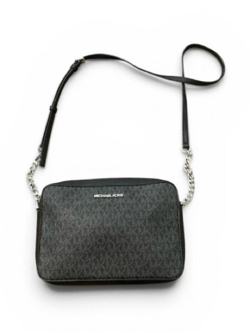 Michael Kors Black and Silver Logo Crossbody